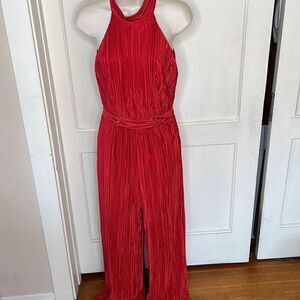 Petal & Pup Plisse Pleated Halter Jumpsuit Red Nwot Size XS